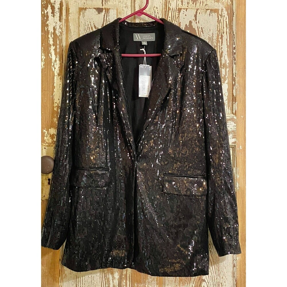 Women's Worthington X Jason Bolden Sequin Blazer - Black - Size Medium